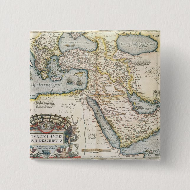 Map of the Middle East 2 Inch Square Button (Front)