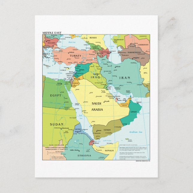 Map of the Middle-East Postcard (Front)
