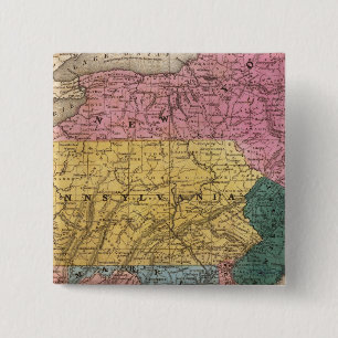 Map of the Middle States 2 Inch Square Button