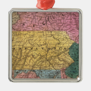Map of the Middle States Metal Ornament
