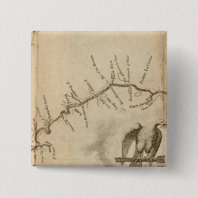 Map of the Mississippi River 2 Inch Square Button (Front)