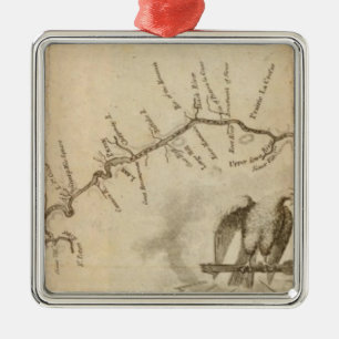 Map of the Mississippi River Metal Ornament