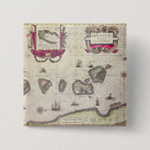 Map of The Moluccan Island, engraved 2 Inch Square Button