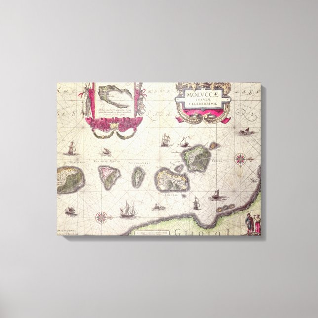 Map of The Moluccan Island, engraved Canvas Print (Front)