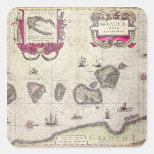 Map of The Moluccan Island, engraved Square Sticker