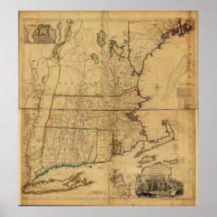 Map of the Most Inhabited Part of New England 1755 Poster