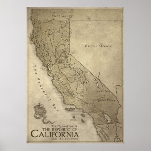 Map of the Mythical Land of California Poster