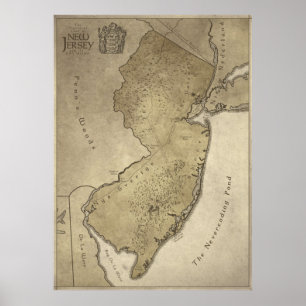 Map of the Mythical Land of New Jersey Poster