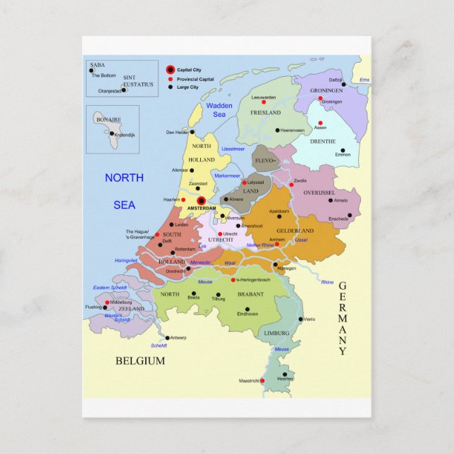 Map of The Netherlands Postcard (Front)