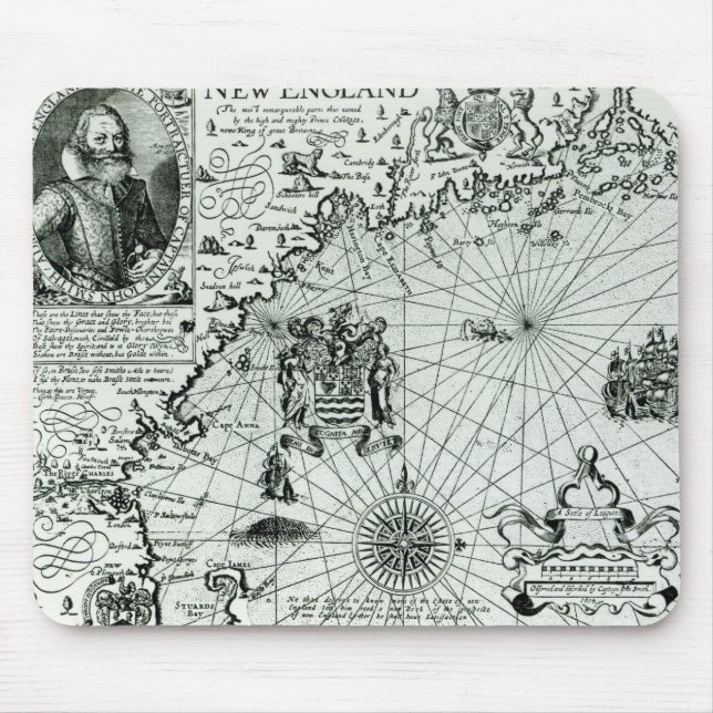 Map of the New England coastline Mouse Pad (Front)