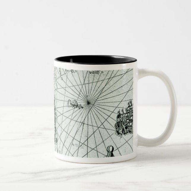 Map of the New England coastline Two-Tone Coffee Mug (Right)