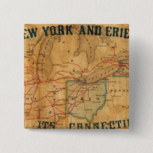 Map of the New York and Erie Rail Road 2 Inch Square Button