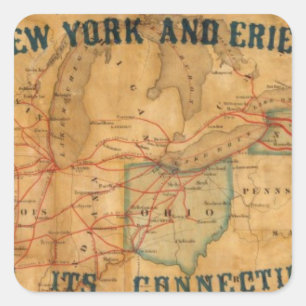 Map of the New York and Erie Rail Road Square Sticker