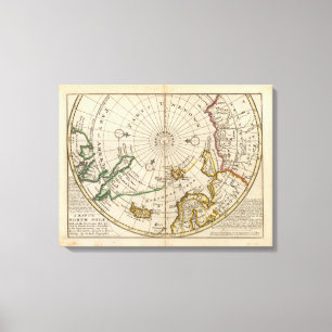 Map of the North Pole and territories near it Canvas Print