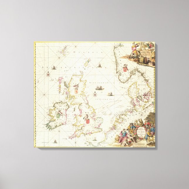 Map of the North Sea, c.1675 Canvas Print (Front)