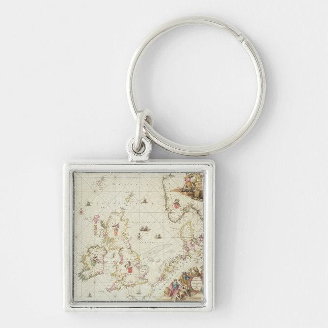 Map of the North Sea, c.1675 Keychain (Front)