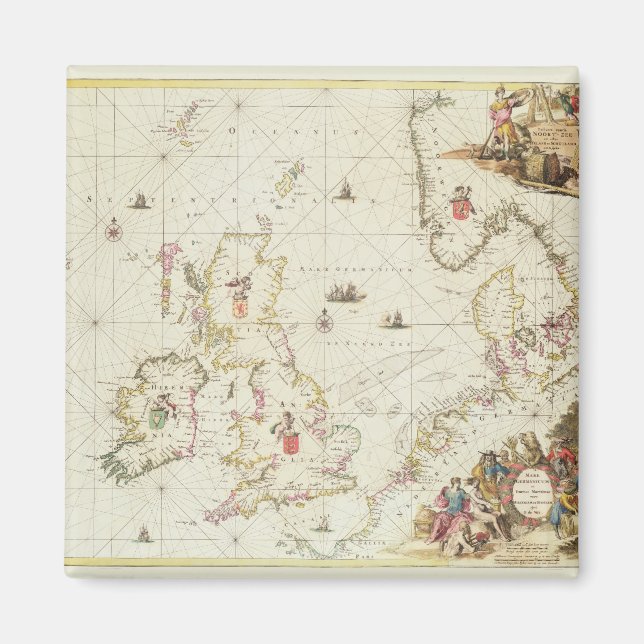 Map of the North Sea, c.1675 Magnet (Front)