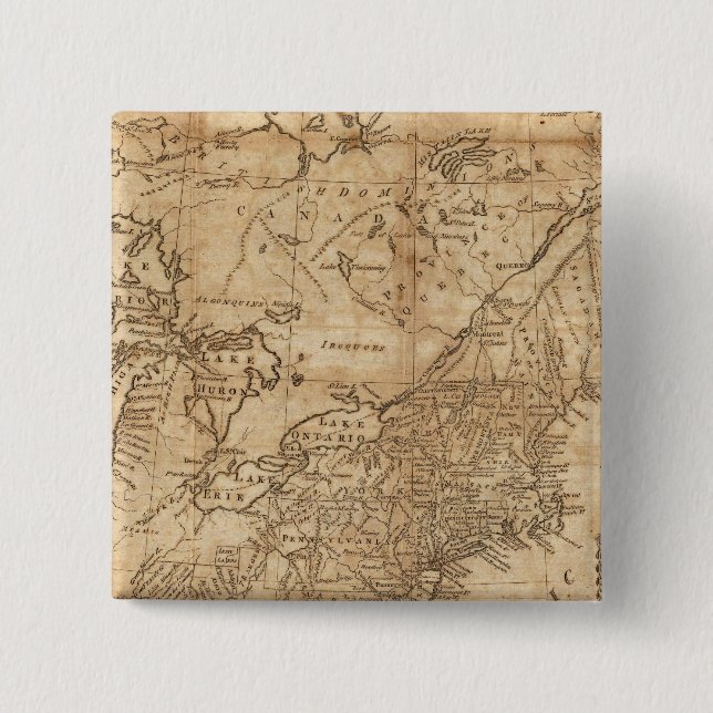 Map of the Northern and Middle States 2 Inch Square Button (Front)