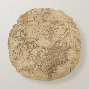 Map of the Northern and Middle States 2 Round Pillow
