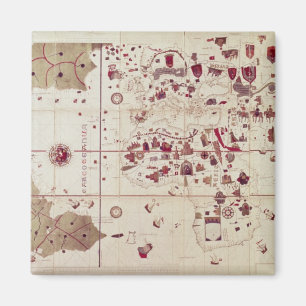 Map of the Old and New Worlds, c.1500 Magnet