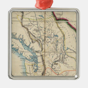 Map of the Oregon Territory 2 Metal Ornament