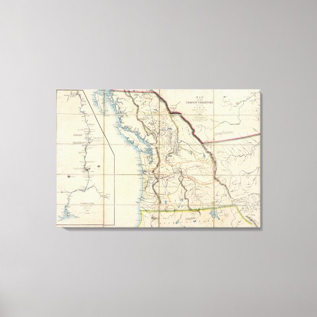 Map of the Oregon Territory Canvas Print (Front)