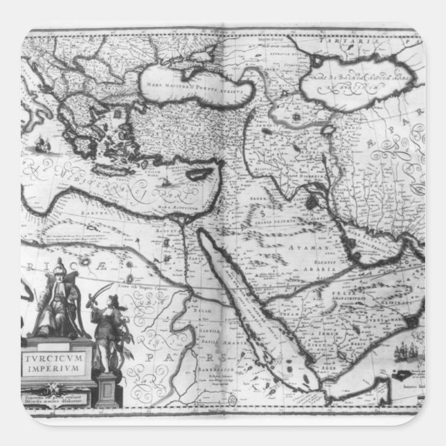 Map of the Ottoman Empire Square Sticker (Front)