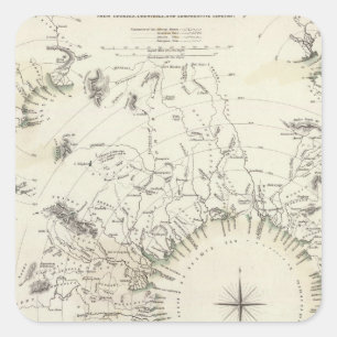 Map of the principal rivers courses square sticker