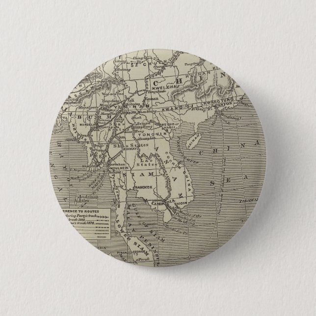 Map of the Proposed Route to China from Burma 2 Inch Round Button (Front)