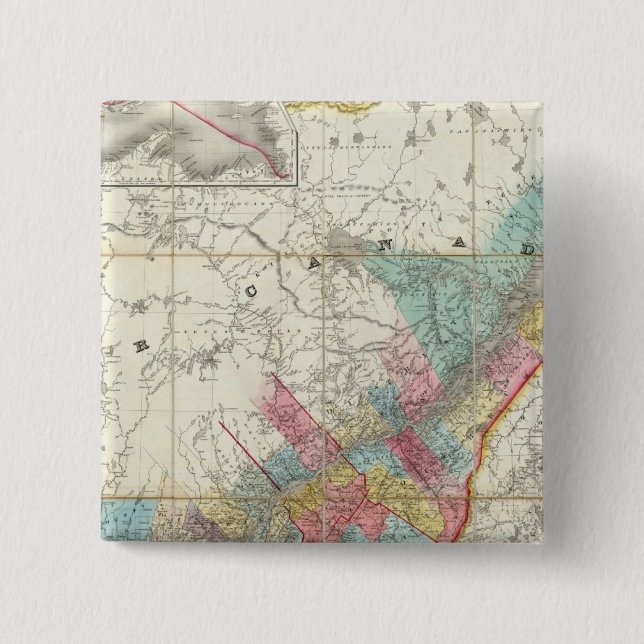 Map Of The Provinces Of Canada 2 Inch Square Button (Front)