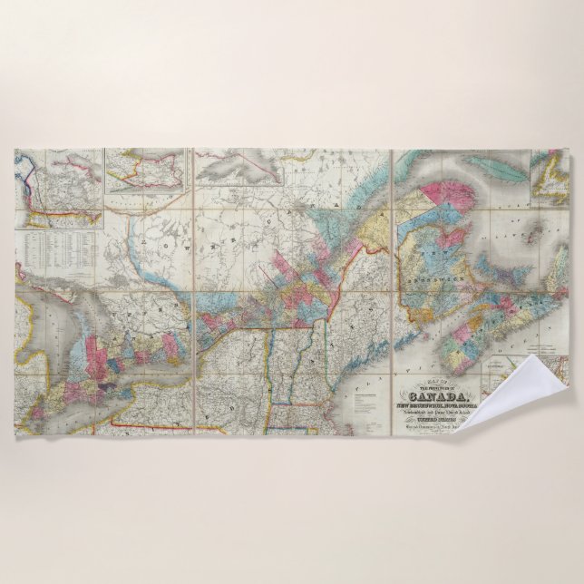 Map Of The Provinces Of Canada Beach Towel (Front)