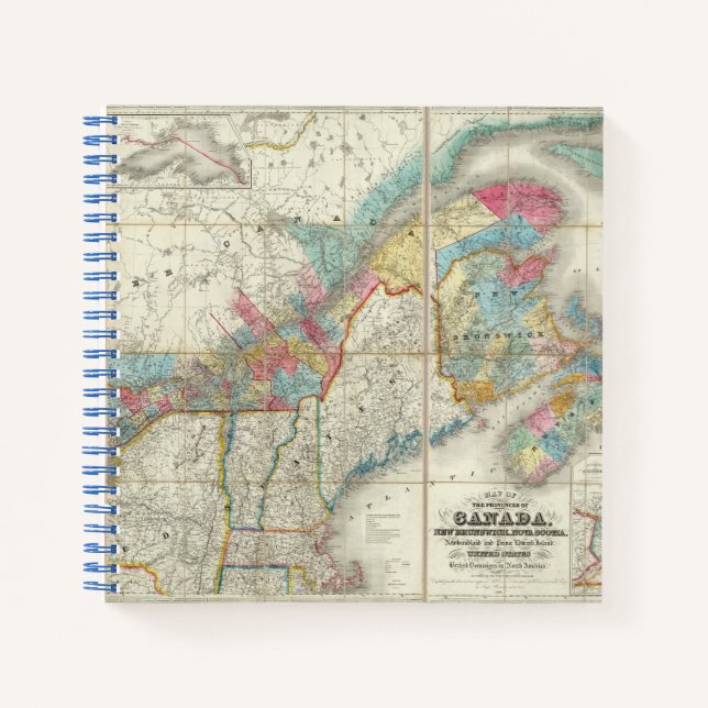 Map Of The Provinces Of Canada Notebook (Front)