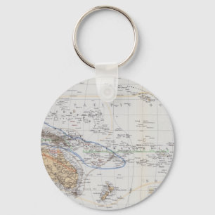 Map of the Races of Oceania and Australasia Keychain