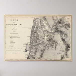 Map of the Republic of Chile 1 Poster