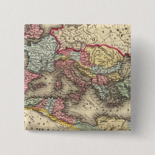 Map of the Roman Empire 2 Inch Square Button (Front)