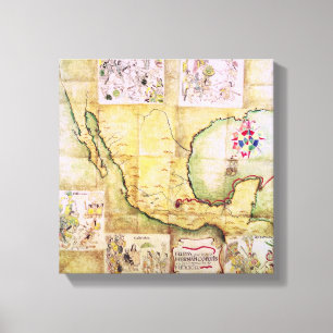 Map of the route followed by Hernando Cortes Canvas Print