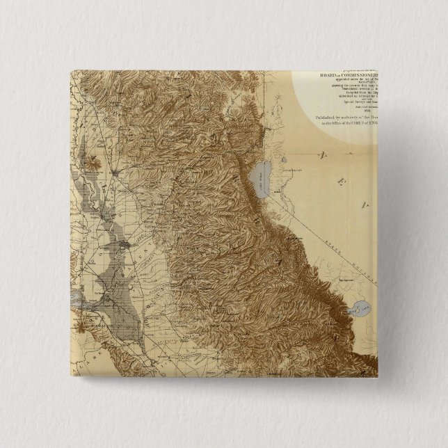 Map Of The San Joaquin 2 Inch Square Button (Front)