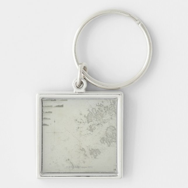 Map of the Scilly Isles in Britain Keychain (Front)