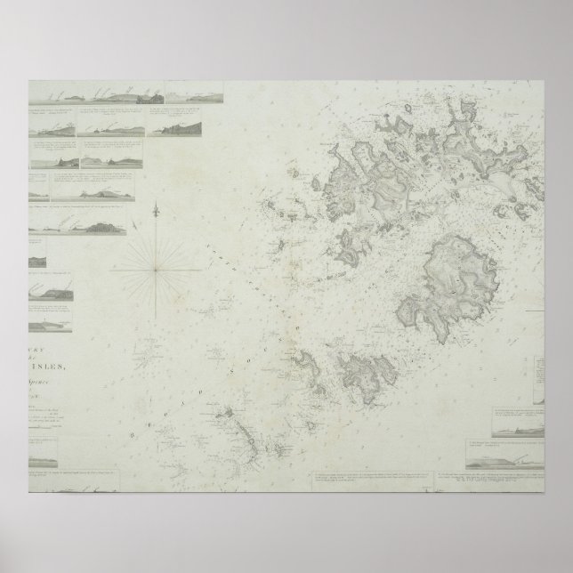Map of the Scilly Isles in Britain Poster (Front)