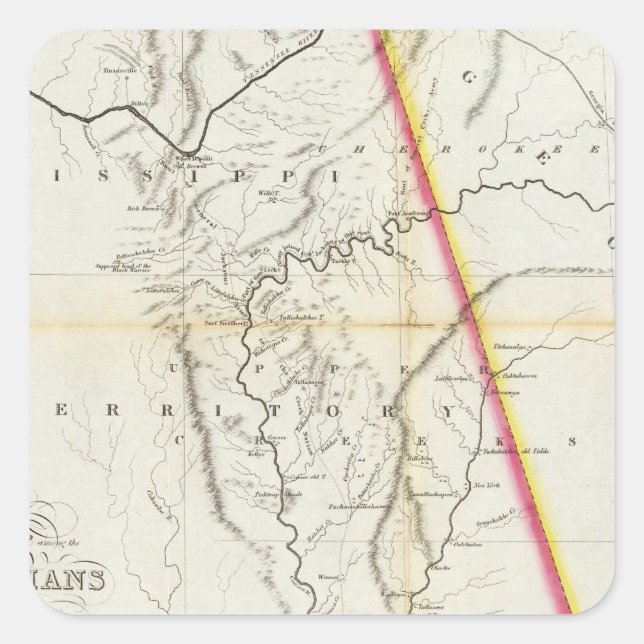 Map of the Seat of War among the Creek Indians Square Sticker (Front)