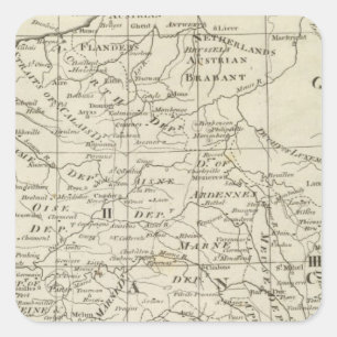 Map of the Seat of War in France Square Sticker