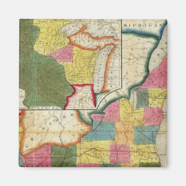 Map of the Settled Wisconsin Territory Magnet (Front)