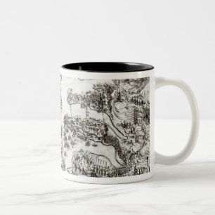 Map of the Siege of Malta in 1565 Two-Tone Coffee Mug