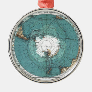 Map of the South Pole Metal Ornament