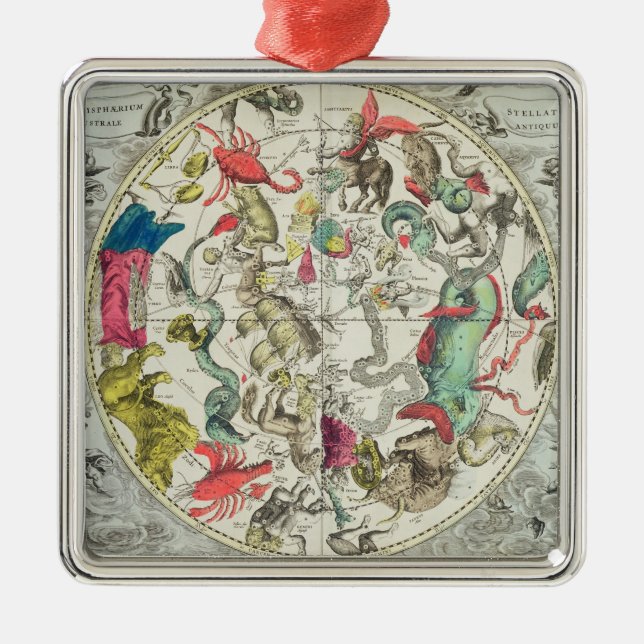Map of the Southern Hemisphere Metal Ornament (Front)