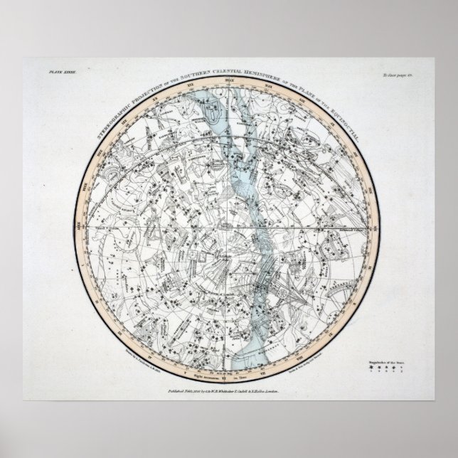 Map of The Southern Hemisphere Plate XXVIII Poster (Front)