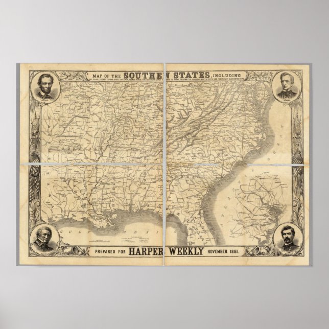 Map Of The Southern States Poster (Front)