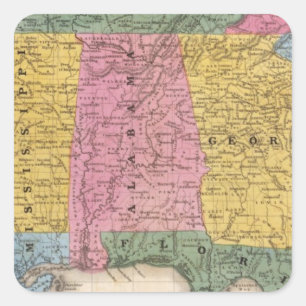 Map of the Southern States Square Sticker