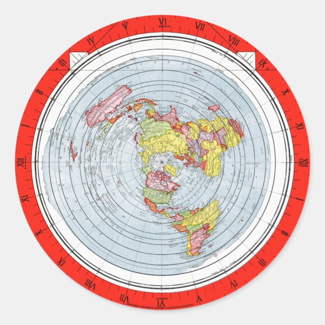 Map of the Square and Stationary Flat Earth Classic Round Sticker (Front)