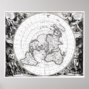 Map of the Square and Stationary Flat Earth Plane Poster